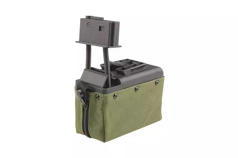 Zásobník krabice 1500 kuliček pro airsoftové zbraně typ M249 - zelená ranger 