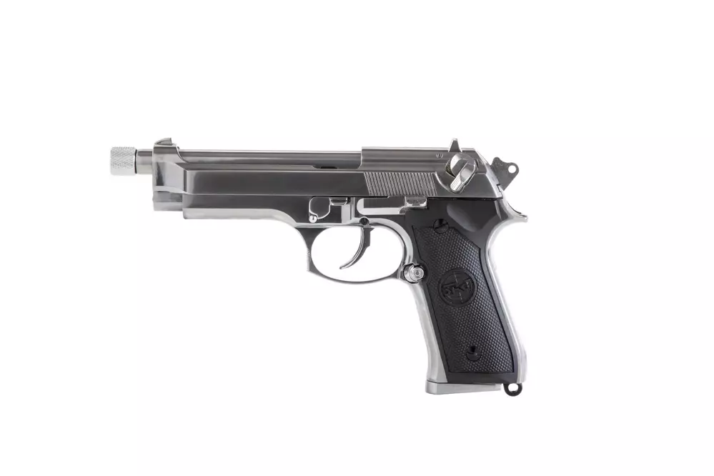 SR92 pistol replica with silencer - silver 
