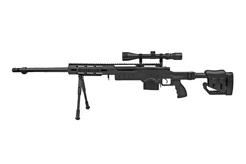 Fusil airsoft fusil de sniper MB4411D - avec lunette et bipied - noir