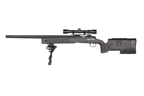 Replika karabinu wyborowego SA-S02 CORE™ High Velocity z lunetą i dwójnogiem - Czarna