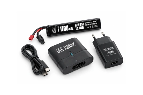 Specna Arms EASY NANO CHARGER 10W oplader kit met Li-Po 1100 mAh 25C 11.1V T-Deans batterij G-Tech