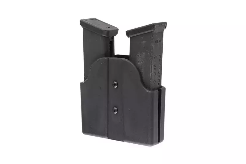 Podwójna ładownica na magazynki pistoletowe (na pas) - czarna