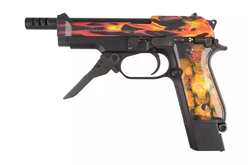 Replika pistoletu automatycznego M93R AEP Fire Pattern Custom (Red Frame)